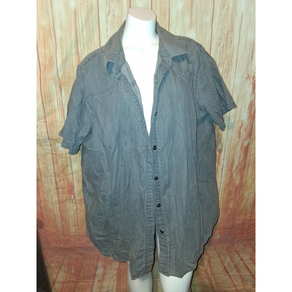 Woman Within Gray Short Sleeve Button Up Blouse Sz 1X